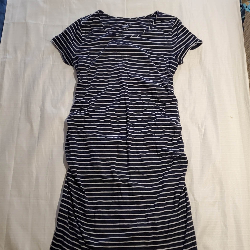 Isabel Navy Blue with White Stripes Maternity Dress